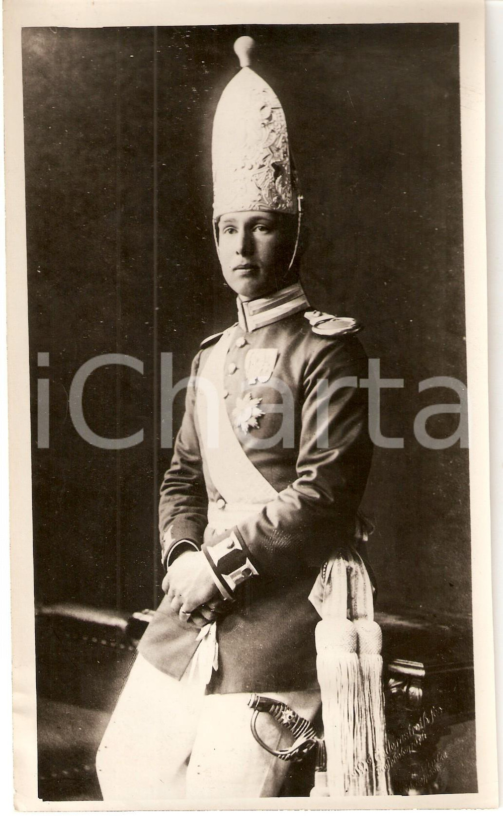 Fotografia d epoca originale 1920 ca PARIS Ritratto GIORGIO DI GRECIA in divisa da diadoco Fotografia 1