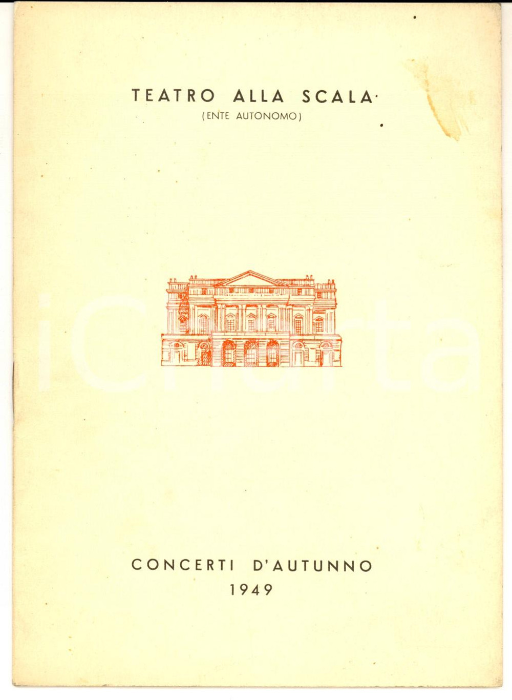 Materiale pubblicitario d’epoca 1949 MILANO TEATRO ALLA SCALA  Programma dei concerti d autunno 1