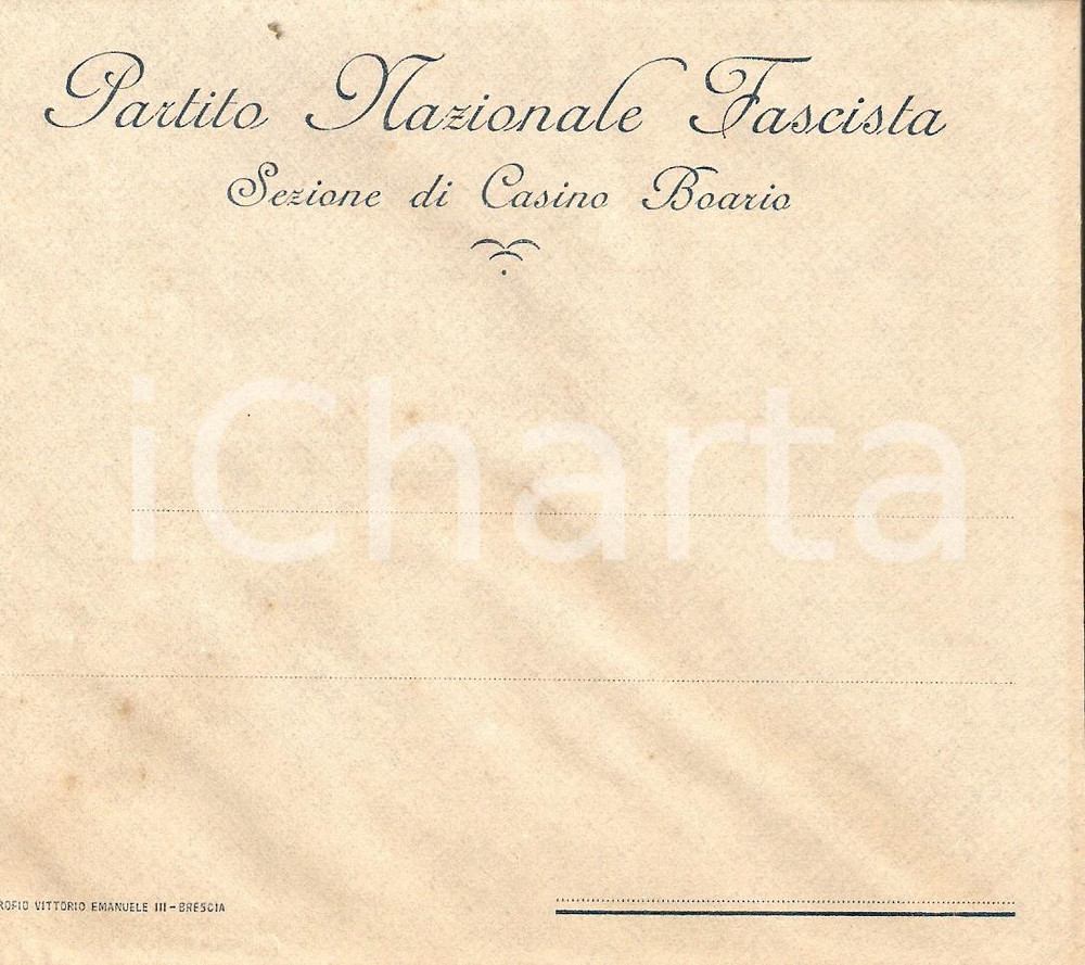 1930 ca DARFO BOARIO TERME (BS) Partito Nazionale Fascista PNF Busta intestata CONDIZIONI: G  originale e autentica 1