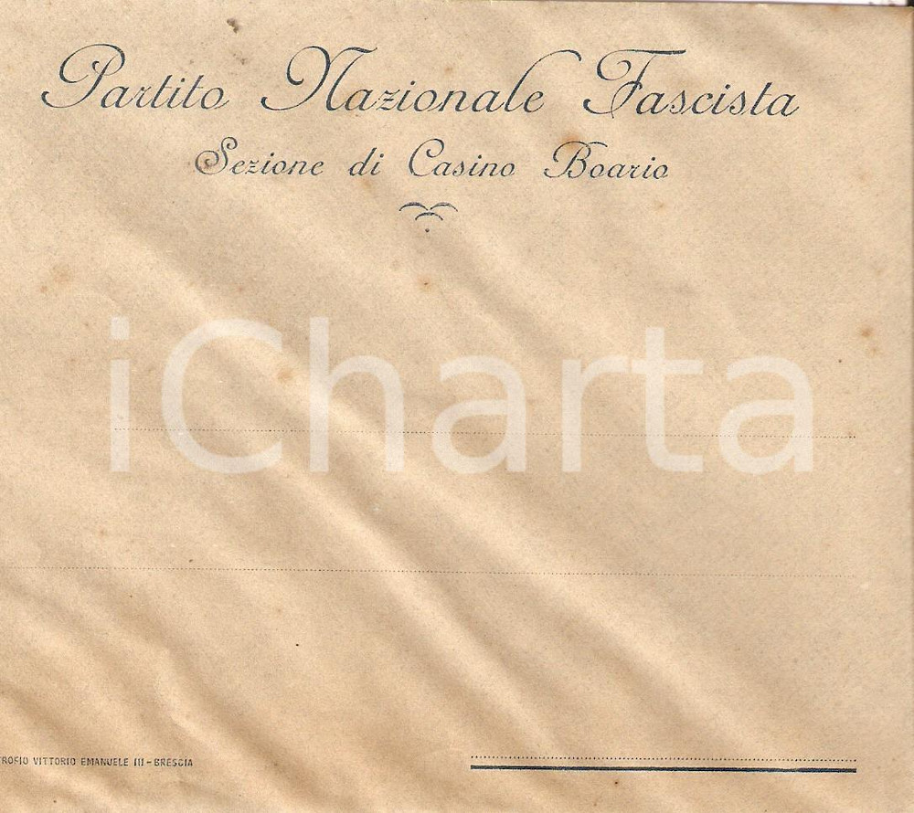 1930 ca DARFO BOARIO TERME (BS) Partito Nazionale Fascista PNF ^Busta intestata CONDIZIONI: G  originale e autentica 1