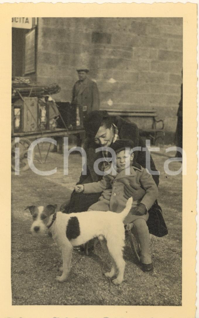 Fotografia d epoca originale 1936 Stazione di ORTISEI  Millo ROSSI bambino con il cane Foto cartolina 1