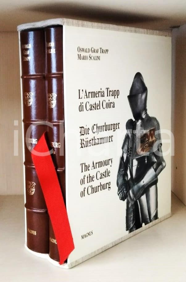 1995 Oswald GRAF TRAPP Mario SCALINI Armoury of the Castle of Churburg MAGNUS Opera in due volumi, legatura editoriale rigida in mezza pelle. Con cofanetto rigido.Il primo volume è in lingua inglese, mentre il secondo presenta una traduzione in inglese, italiano e tedesco.Tiratura limitata (esemplare n° 514/2000).EDITORE: Magnus Edizioni PAGINE: 324 + 406CONDIZIONI:FAIR/discreto Lievissime abrasioni al dorso, lievi ammaccature al cofanettoFORMATO: 26x33 cm originale e autentica 1