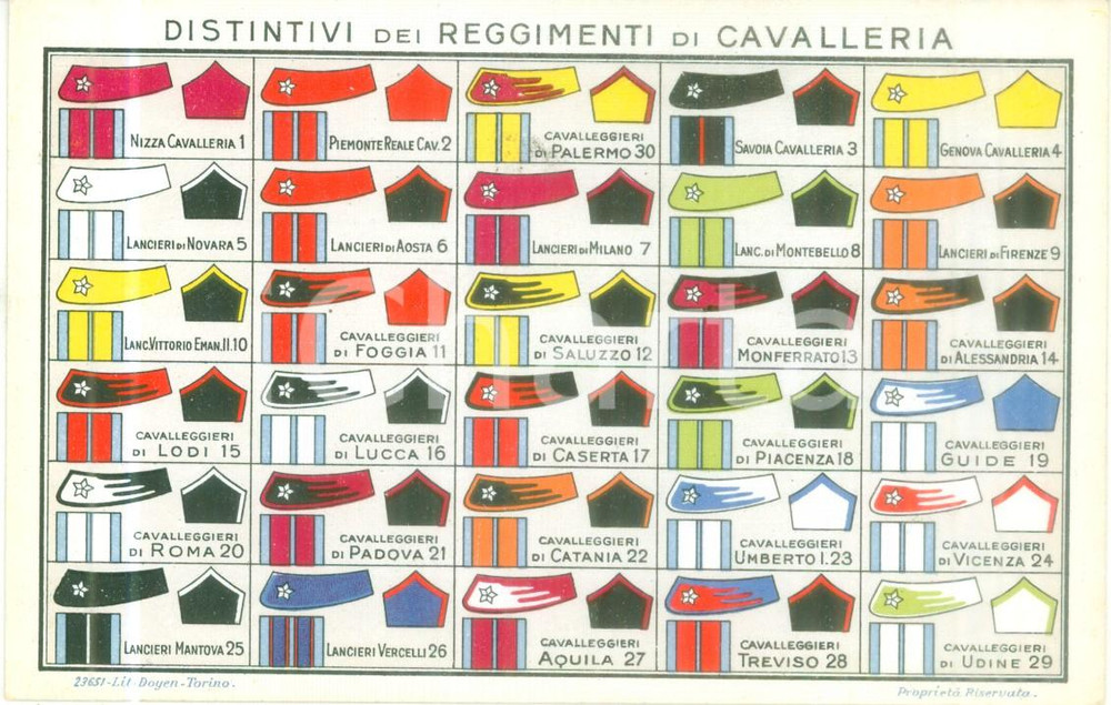 Cartolina originale da collezione 1935 ca REGGIMENTI DI CAVALLERIA Distintivi cavalleggeri Cartolina 3 1