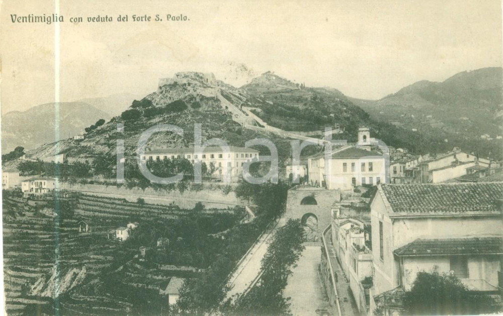 Cartolina originale da collezione 1930 ca VENTIMIGLIA IM Panorama con il Forte di San Paolo Cartolina FP NV 1