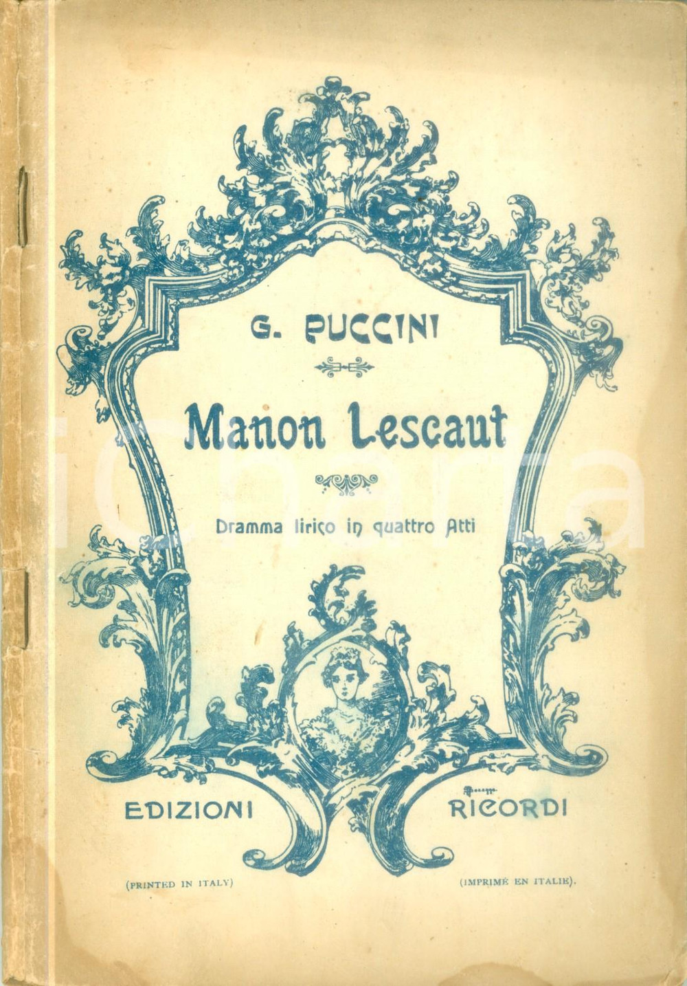 Oggetto da collezione cartaceo 1936 Giacomo PUCCINI Manon Lescaut Dramma lirico quattro atti Ed. RICORDI 2 1