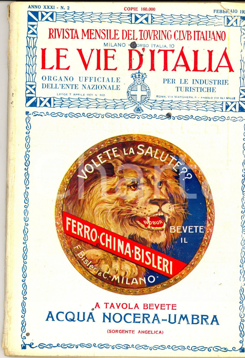 Giornale, rivista storica 1925 LE VIE D ITALIA TCI Ascesa del GEBEL HAMED in Eritrea Anno XXXI n.2 BISLERI 1