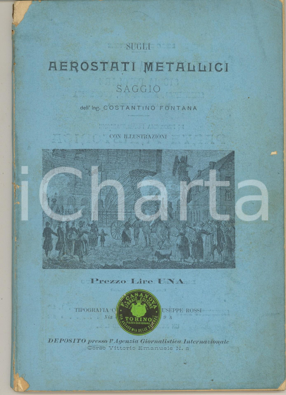 1898 Ing. Costantino FONTANA Sugli aerostati metallici *RARO 90 pp. Rara pubblicazione, originale d'epoca, con alcune illustrazioni b/n.(Rif. A202)PAGINE: 90EDITORE: Tip. Giuseppe Rossi - Milano CONDIZIONI:POOR/danneggiato buone condizioni generali all'interno, ma bruniture in copertina, con strappi al dorso e piccolo foro; lievi piegature angolari; tracce di umidità alle prime e ultime pagineFORMATO: 23x30 cm originale e autentica 1