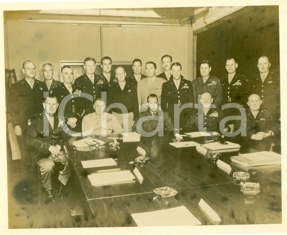 Fotografia d epoca originale 1950 ca USAF General George STRATEMEYER Stato Maggiore AIR CONTINENTAL COMMAND 1