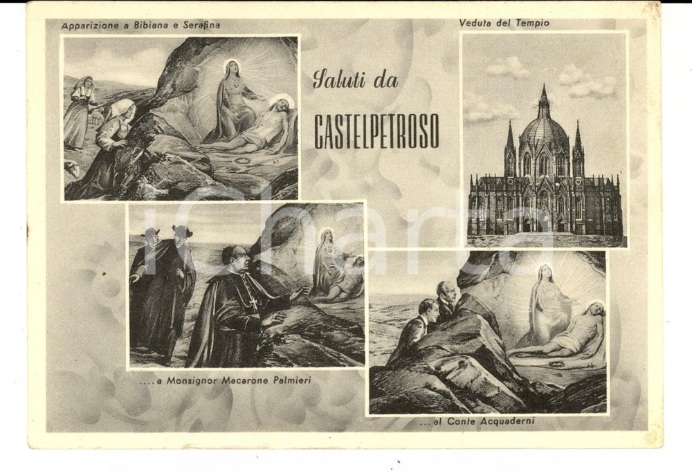 Cartolina originale da collezione 1940 ca CASTELPETROSO IS Vedutine con il tempio Cartolina postale FG NV 1