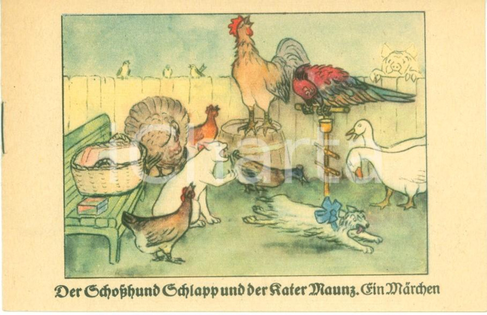 Materiale pubblicitario d’epoca 1930 ca BAD SALZUFLEN D Hoffmann s Stärkefabriken Schosshund und Kater Maunz 1