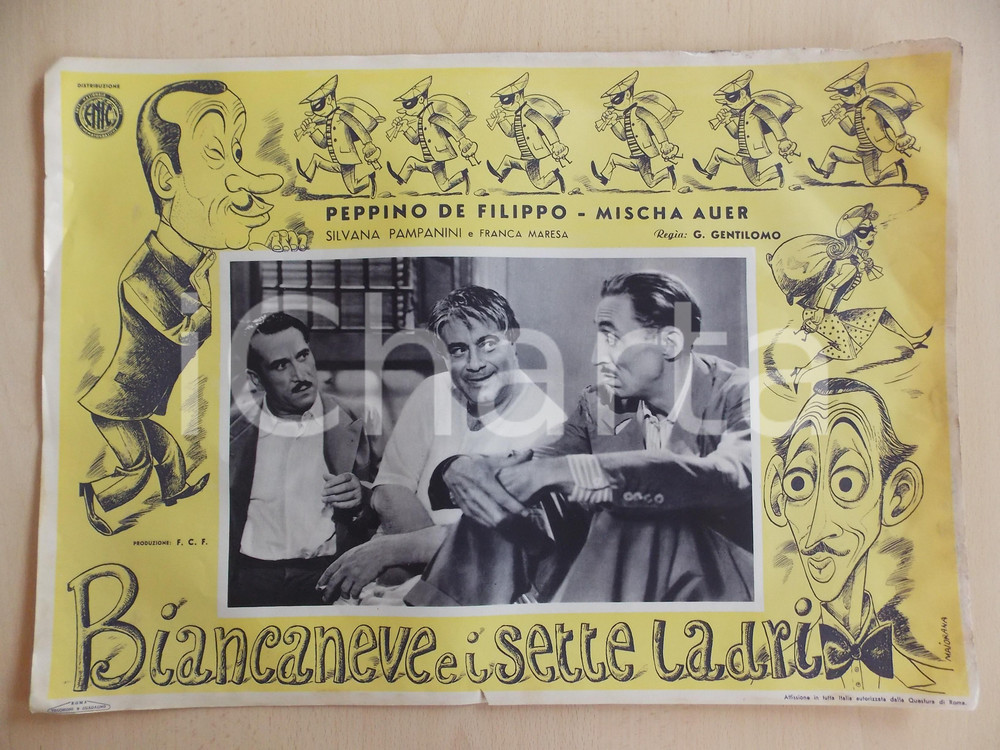 Materiale pubblicitario d’epoca 1949 BIANCANEVE E I SETTE LADRI Mischa AUER Peppino DE FILIPPO Locandina 1