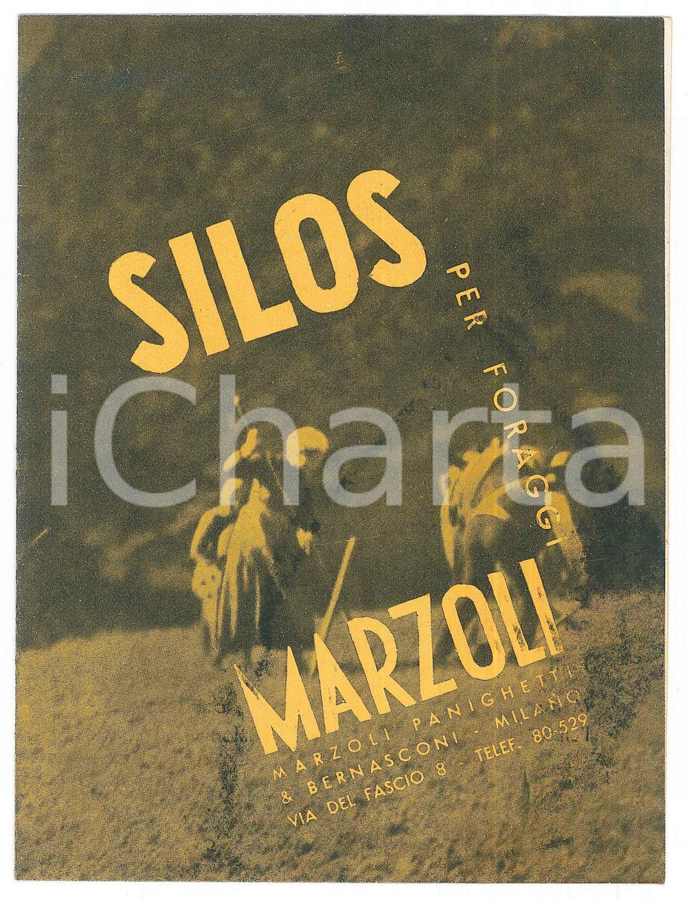 Materiale pubblicitario d’epoca 1940 ca MILANO Ditta MARZOLI PANIGHETTI & BERNASCONI  Silos foraggi Pieghevole 1