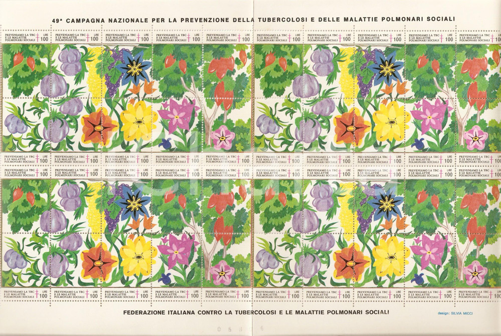 Oggetto da collezione cartaceo 1986  49 Campagna prevenzione TBC Design di Silvia MICCI 40 Erinnofili 1