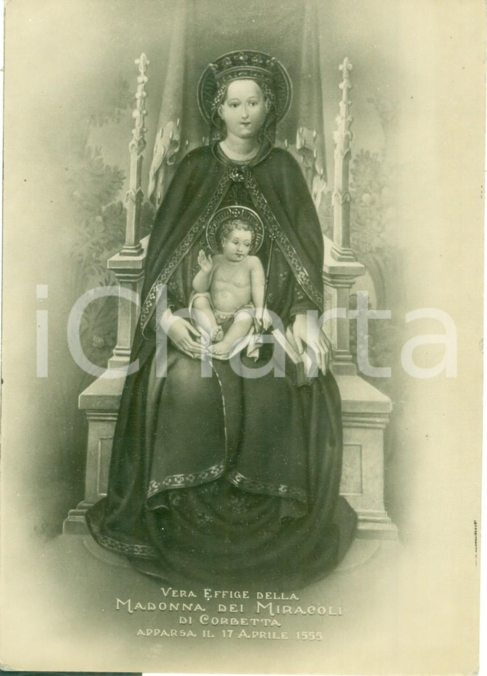 Cartolina originale da collezione 1950 ca CORBETTA MI Vera effigie Madonna dei Miracoli Cartolina FG NV 1