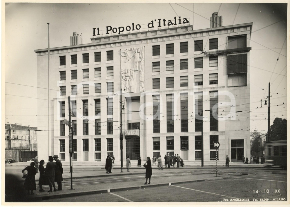 Fotografia d'epoca originale 1942 MILANO Piazza Cavour -Palazzo dell'Informazione - IL POPOLO D'ITALIA Foto 2 1