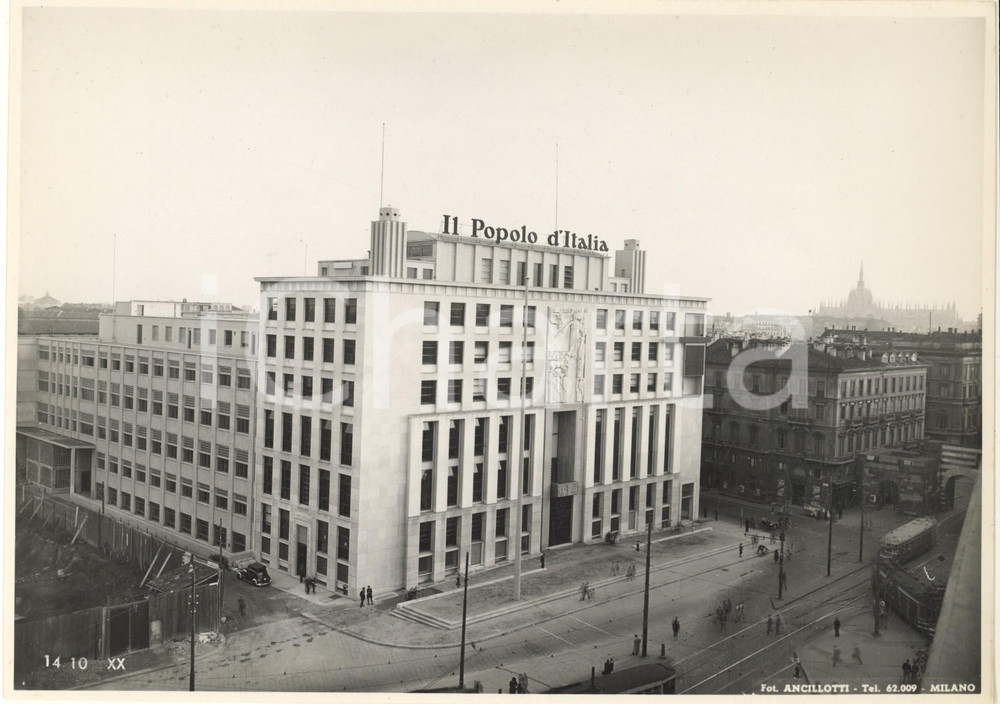 Fotografia d'epoca originale 1942 MILANO Piazza Cavour -Palazzo dell'Informazione - IL POPOLO D'ITALIA Foto 3 1