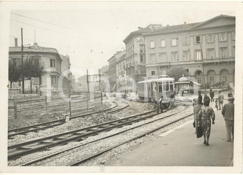 Fotografia d'epoca originale 1938 MILANO Stazione Porta Nuova - Lavori Ponte delle Gabelle *Foto ANIMATA tram 1