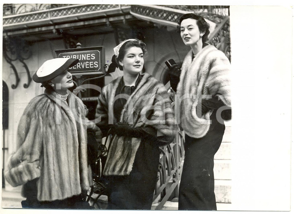 Fotografia d epoca originale 1953 PARIS LONGCHAMP Eleganza delle donne alle corse  Foto 18x13 1