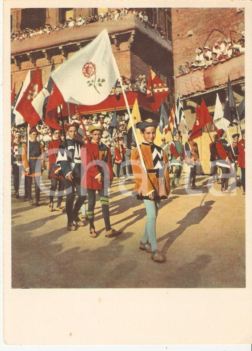 Cartolina originale da collezione 1965 ca PALIO DI SIENA Sfilata dei paggi del corteo storico *Cartolina FG NV 1