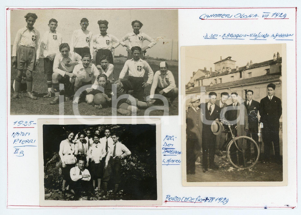 Fotografia d'epoca originale 1925/1929 CANOTTIERI OLONA - PORTO CERESIO Lotto di 3 fotografie 1