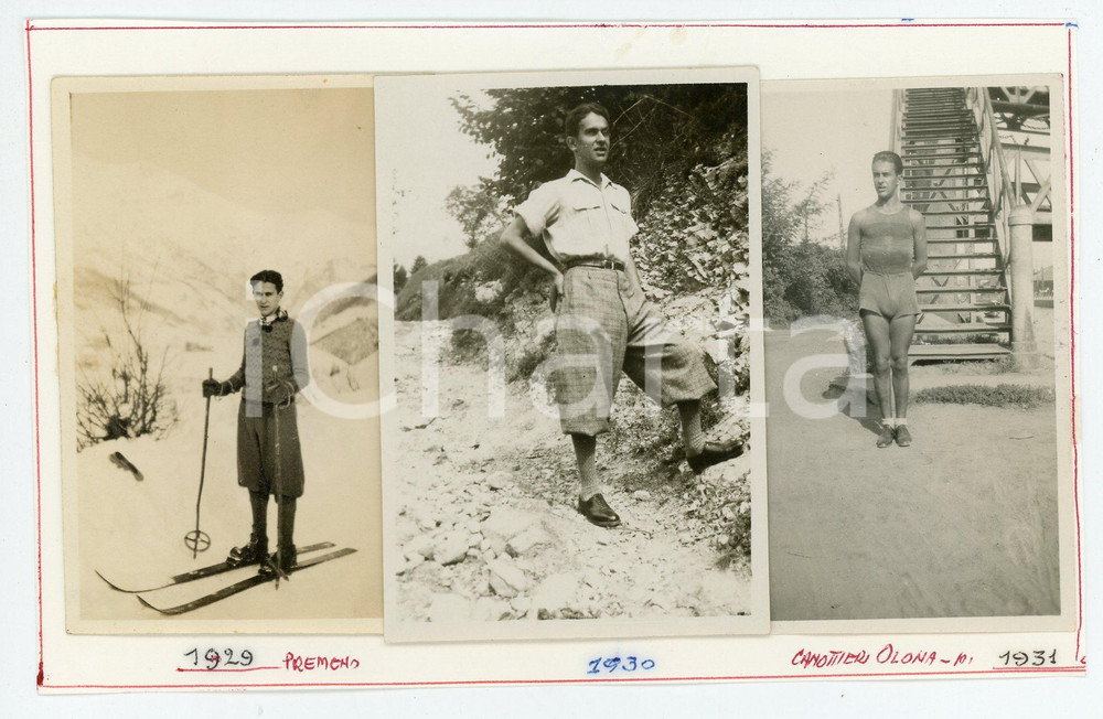 Fotografia d'epoca originale 1929 / 1921 CANOTTIERI OLONA - PREMENO Lotto di 3 fotografie 5x8 cm 1