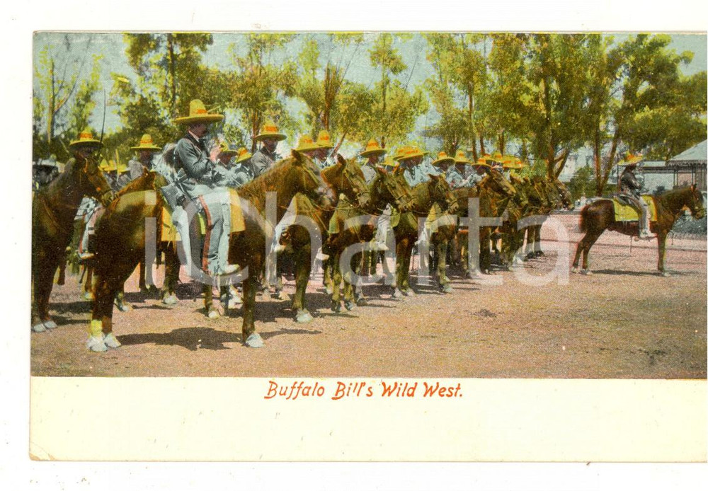 Cartolina originale da collezione 1905 ca BUFFALO BILL S WILD WEST Show  A Mexican troupe Postcard RARE 1