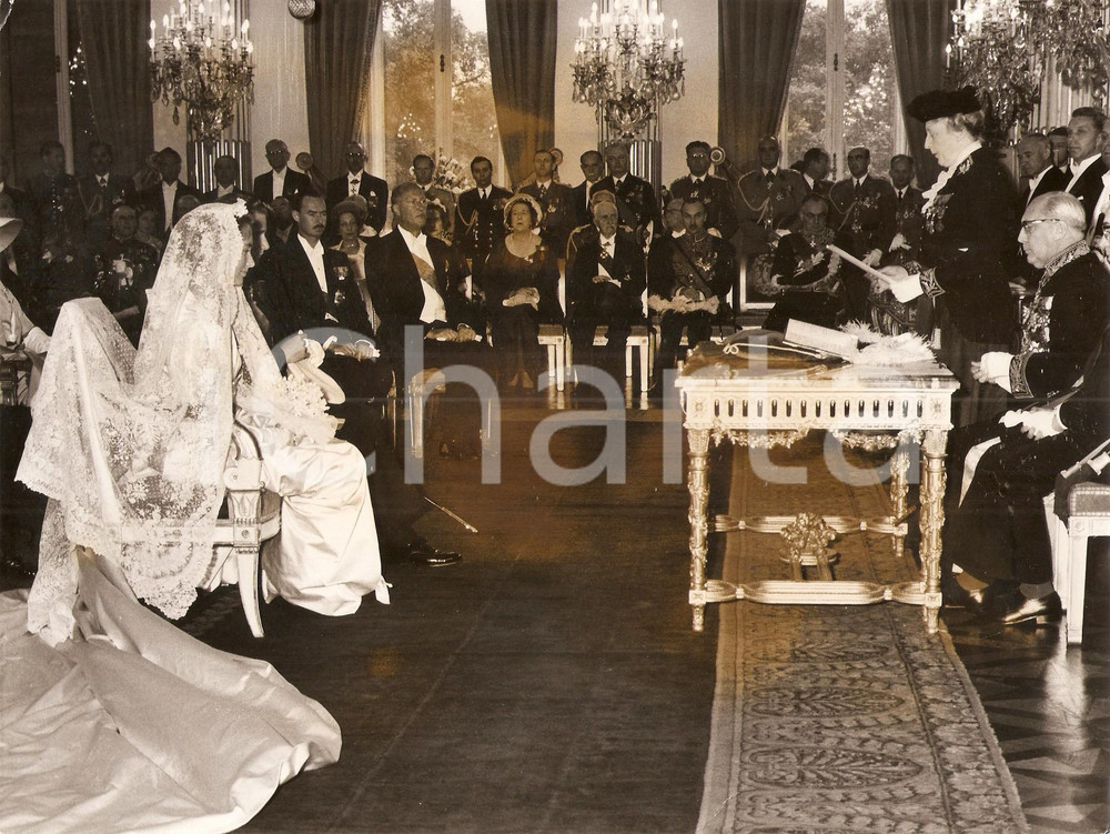 Fotografia d epoca originale 1959 BRUXELLES Matrimonio ALBERTO e PAOLA di LIEGI lettura autorità civili Foto 1