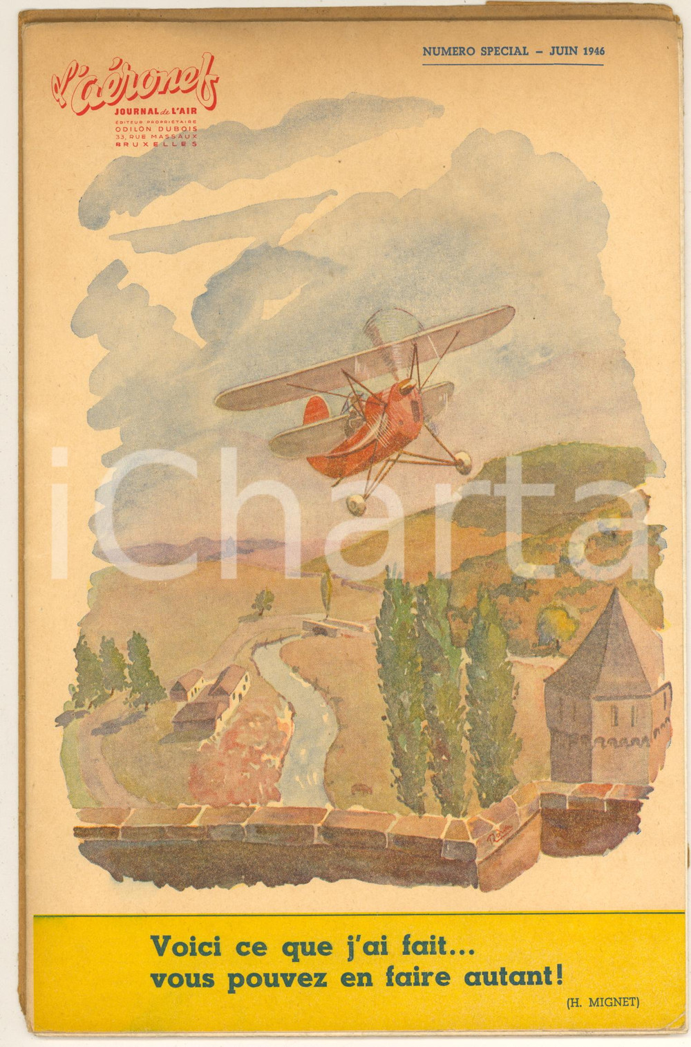 Giornale, rivista storica 1946 L'AERONEF Journal de l'Air - Numero con tavola per costruire aeroplano 1