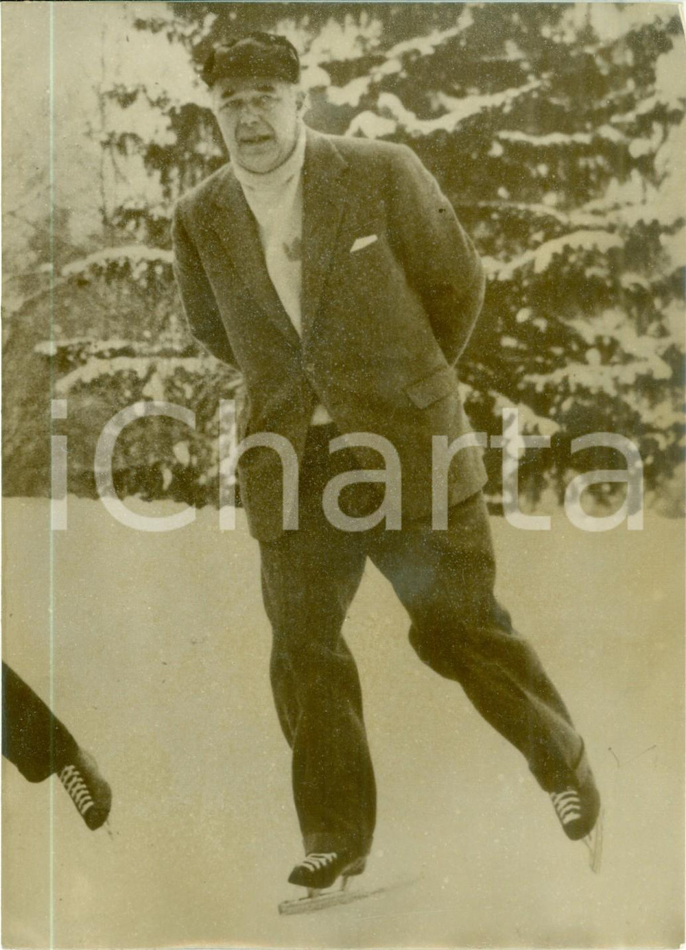 Fotografia d epoca originale 1959 MALARHOJDENS Principe Bertil di SVEZIA pattina sul ghiaccio Fotografia 1