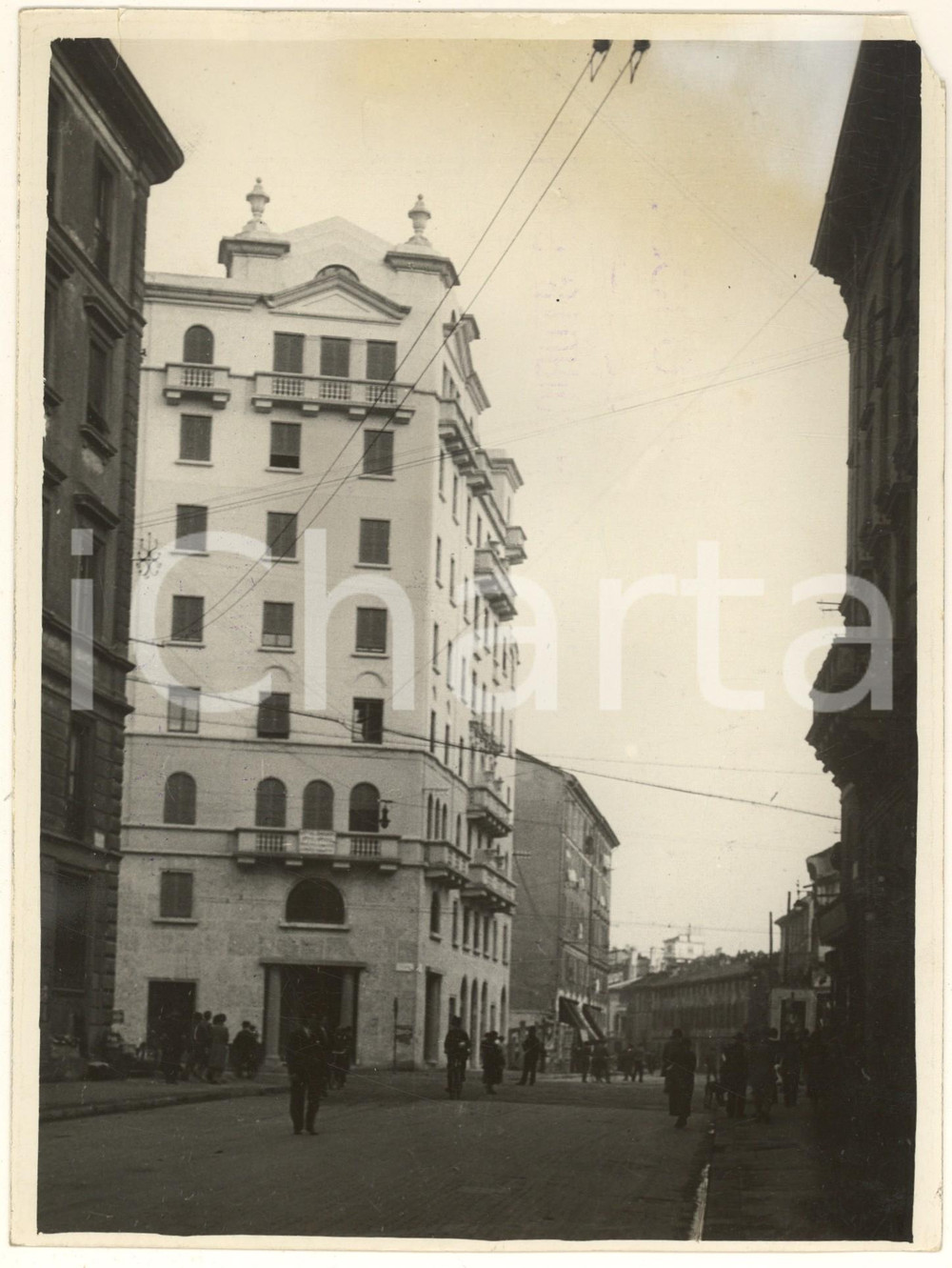 Fotografia d'epoca originale 1930 MILANO Via S. Damiano /Verziere - Edificio dove fu coperto il naviglio 1