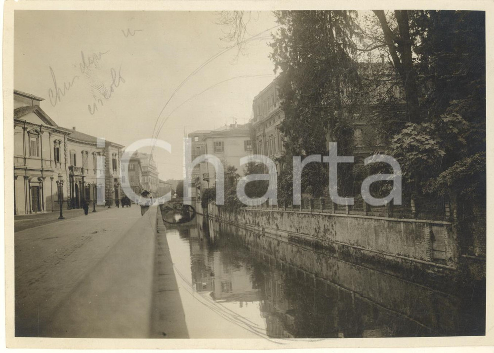 Fotografia d'epoca originale 1925 ca MILANO Il Naviglio in via Senato prima della copertura *Foto 17x12 cm 1