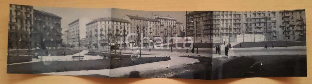 Fotografia d'epoca originale 1935 ARCHITETTURA MILANO Piazza GRANDI e cantiere per il monumento *Foto tripla 1