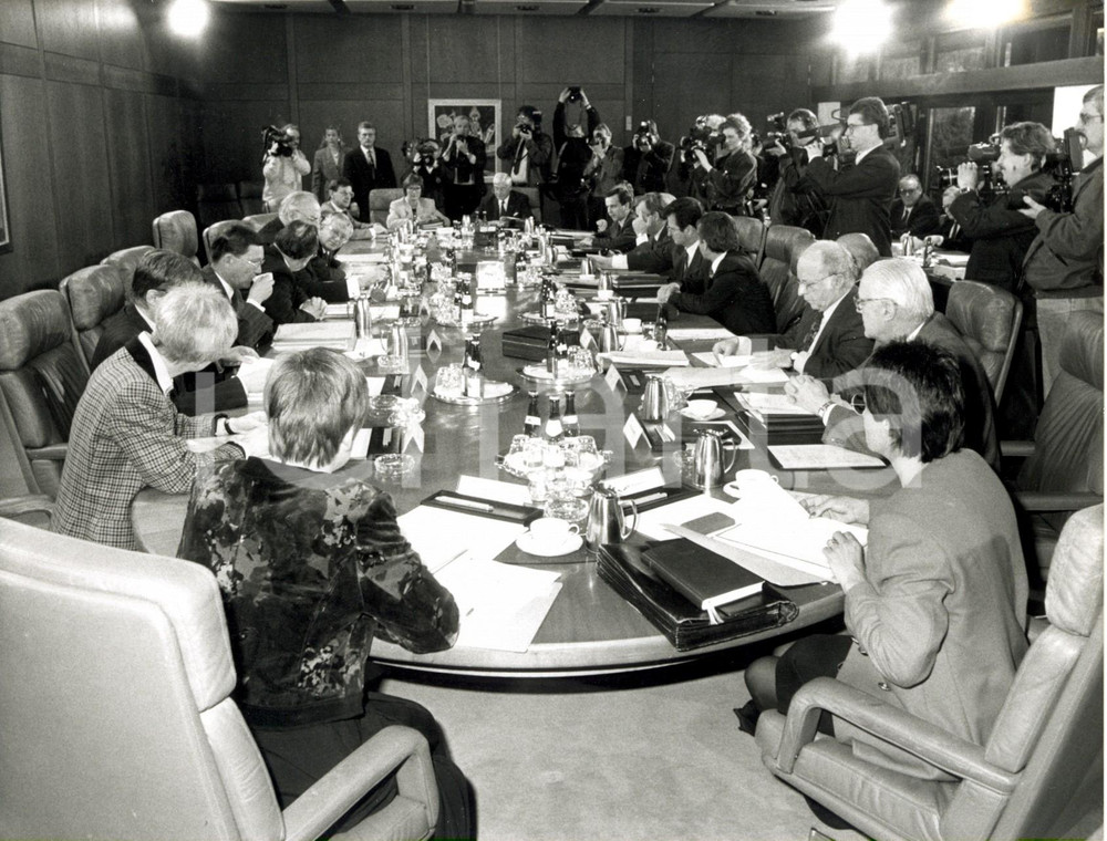 Fotografia d epoca originale 1991 BONN Prima riunione del nuovo Gabinetto di Helmut KOHL Foto 1