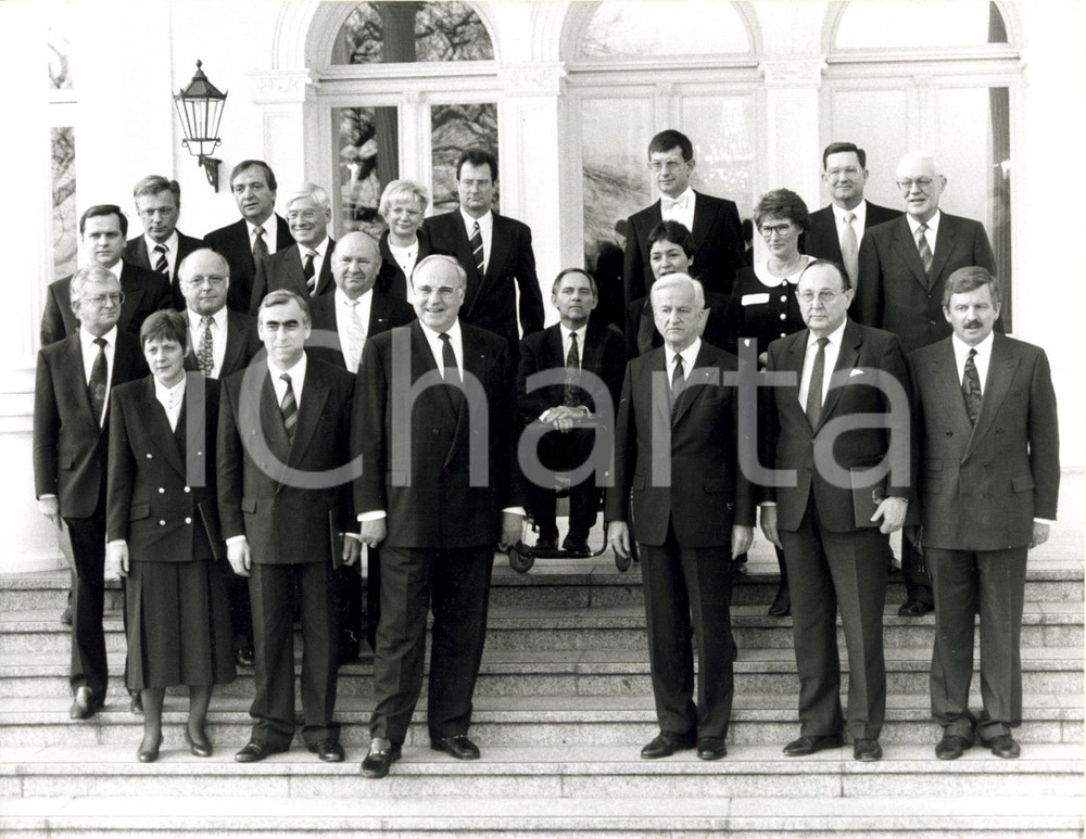 Fotografia d epoca originale 1989 ca BERLIN Governo di Helmut KOHL con Richard VON WEIZSACKER 1
