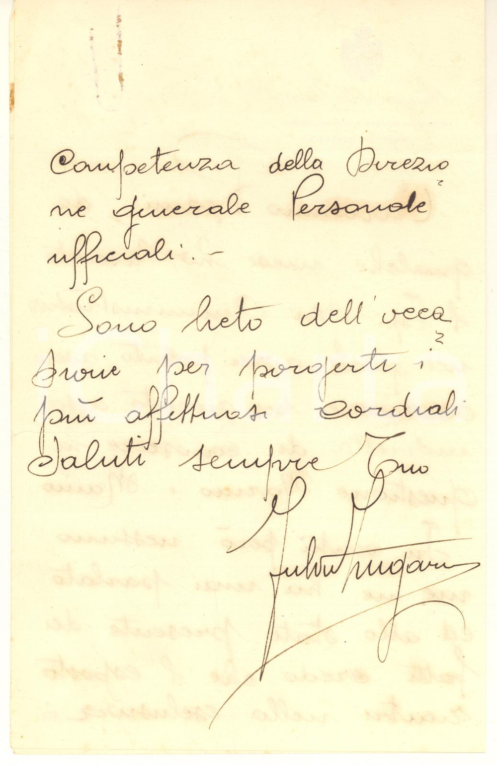 Autografo originale 1925 ca ROMA Ministero della Guerra - Fulvio ZUGARO direttore *Autografo 1