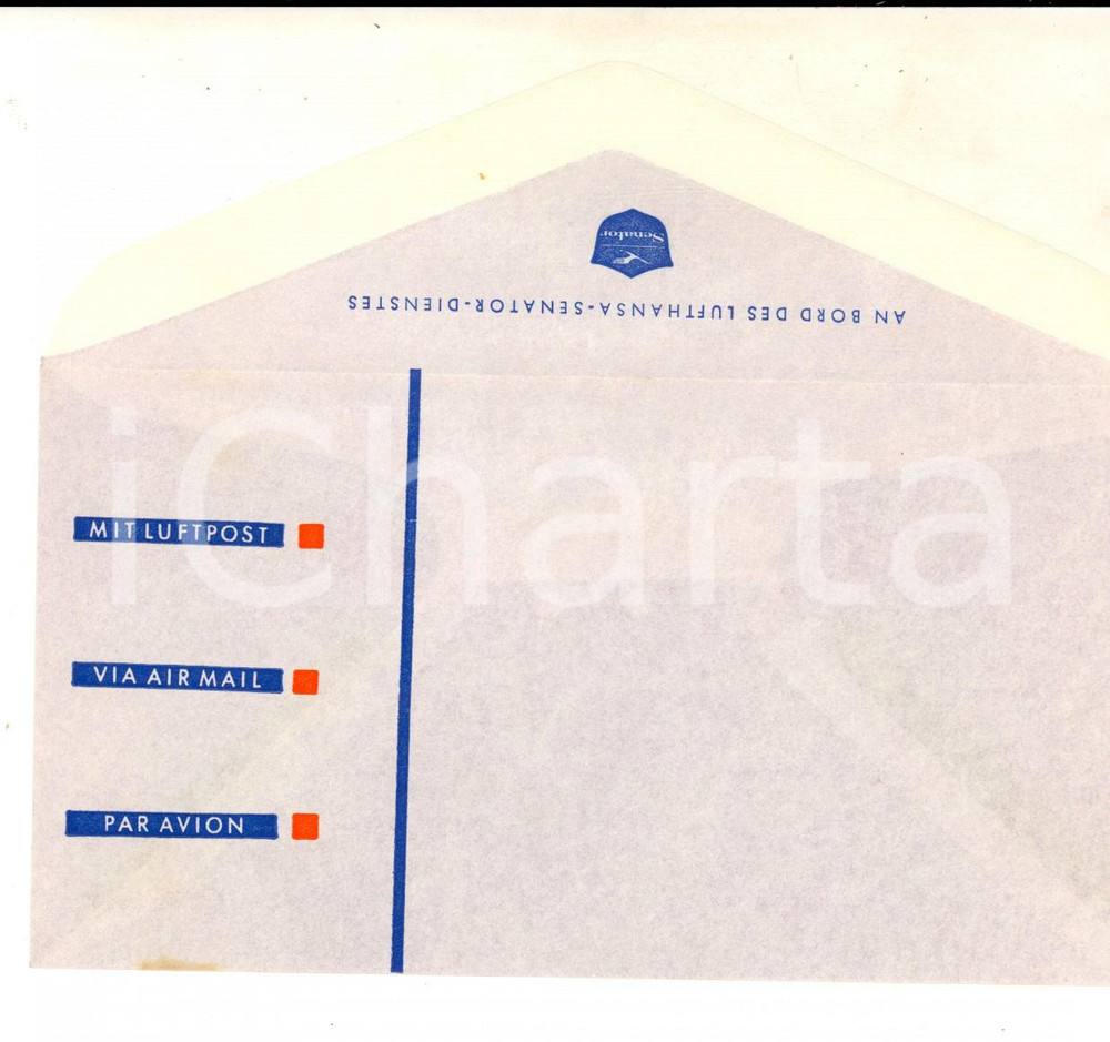 Materiale pubblicitario d’epoca 1970 ca LUFTHANSA Busta pubblicitaria VINTAGE Air mail / Posta aerea 2 1