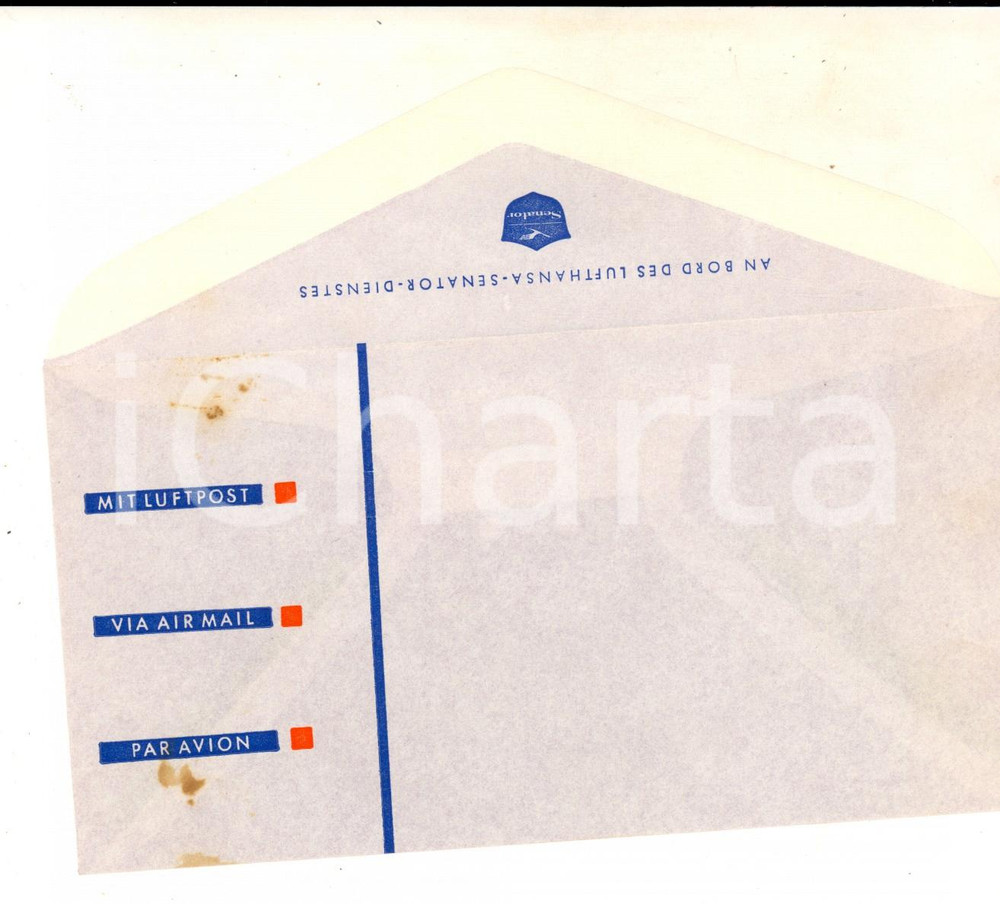 Materiale pubblicitario d’epoca 1970 ca LUFTHANSA Busta pubblicitaria VINTAGE Air mail / Posta aerea 3 1