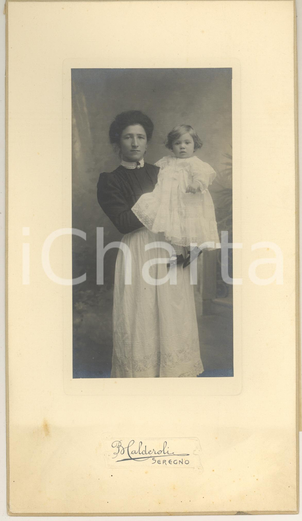 Fotografia d'epoca originale 1910 ca SEREGNO (MB) Governante con bambina - Ritratto *Foto B. CALDEROLI 1