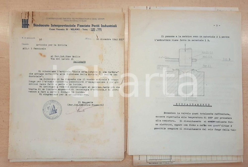 Libro, pubblicazione d'epoca 1942 Emilio TIMO Ciclo metallurgico di una valvola per autocarro *Dattiloscritto 1
