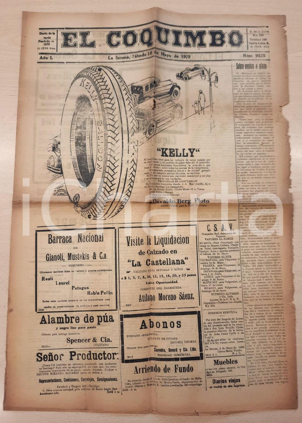Giornale, rivista storica 1929 LA SERENA (CHILE) - EL COQUIMBO - El Congreso Eucarístico *Giornale 1