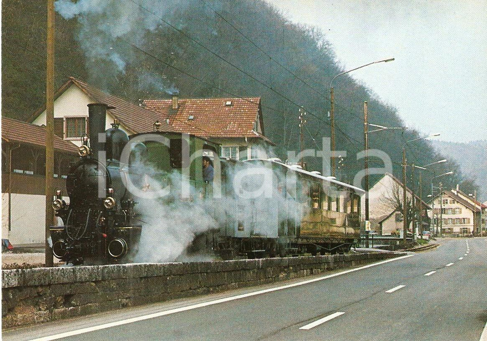 Cartolina originale da collezione 1975 ca HOLSTEIN SVIZZERA Locomotiva a vapore con macchinista Cartolina 1