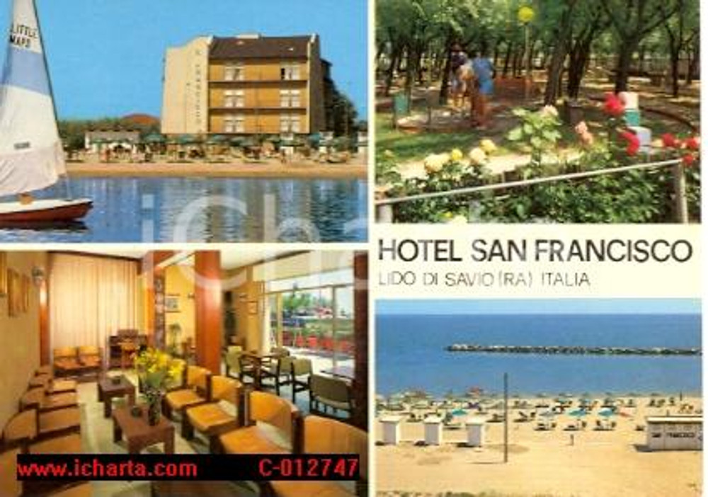 Cartolina originale da collezione 1984 LIDO DI SAVIO RA Vedutine Hotel SAN FRANCISCO Vintage Cartolina 1