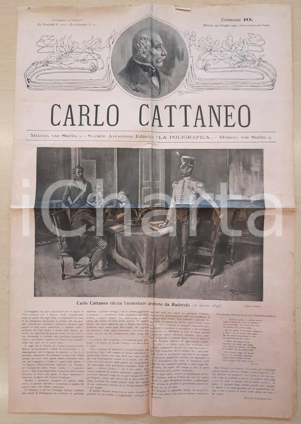 Giornale, rivista storica 1901 MILANO - Carlo Cattaneo - Supplemento speciale illustrato LA POLIGRAFICA 1