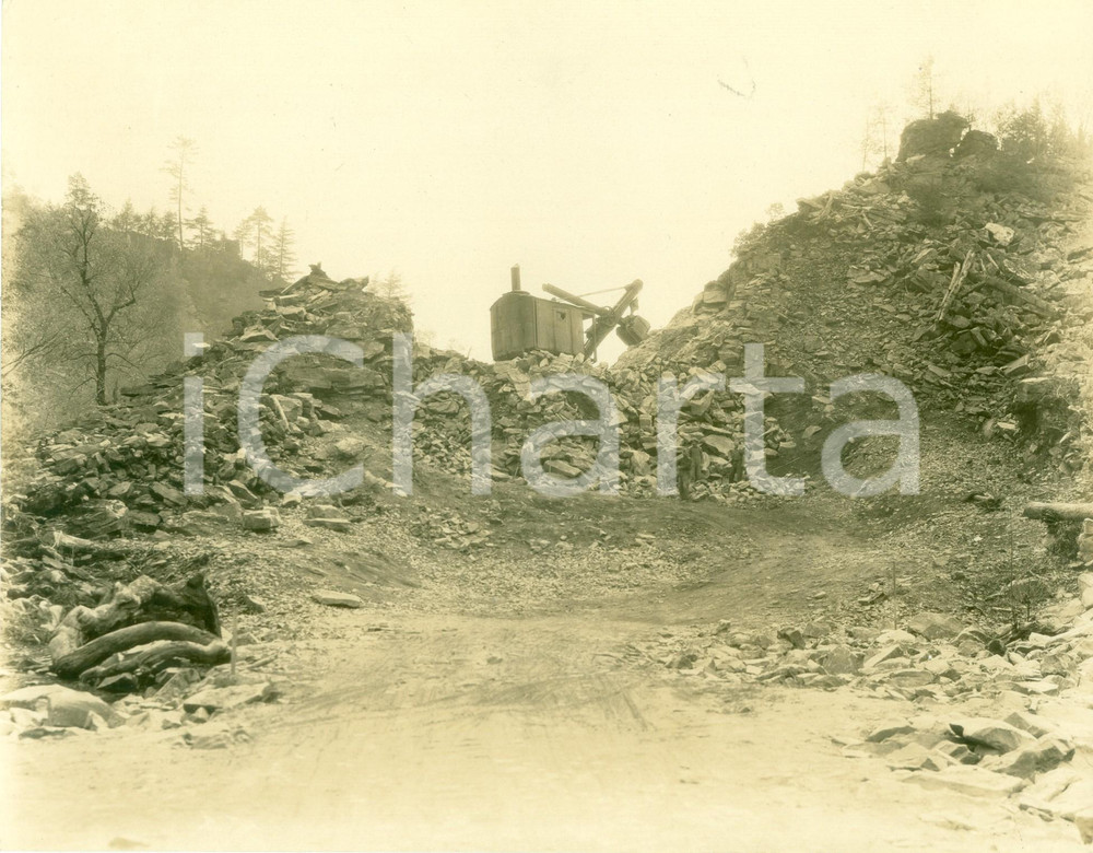 Fotografia d epoca originale 1930 RAUCHTOWN / USA Escavatore BUCYRUS durante costruzione STATE HIGHWAY 503 1