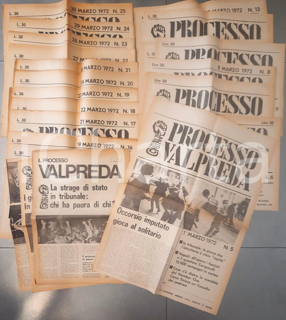 Giornale, rivista storica 1972 LOTTA CONTINUA - Il Processo VALPREDA *Lotto 28 giornali n.1-25 RARO 1