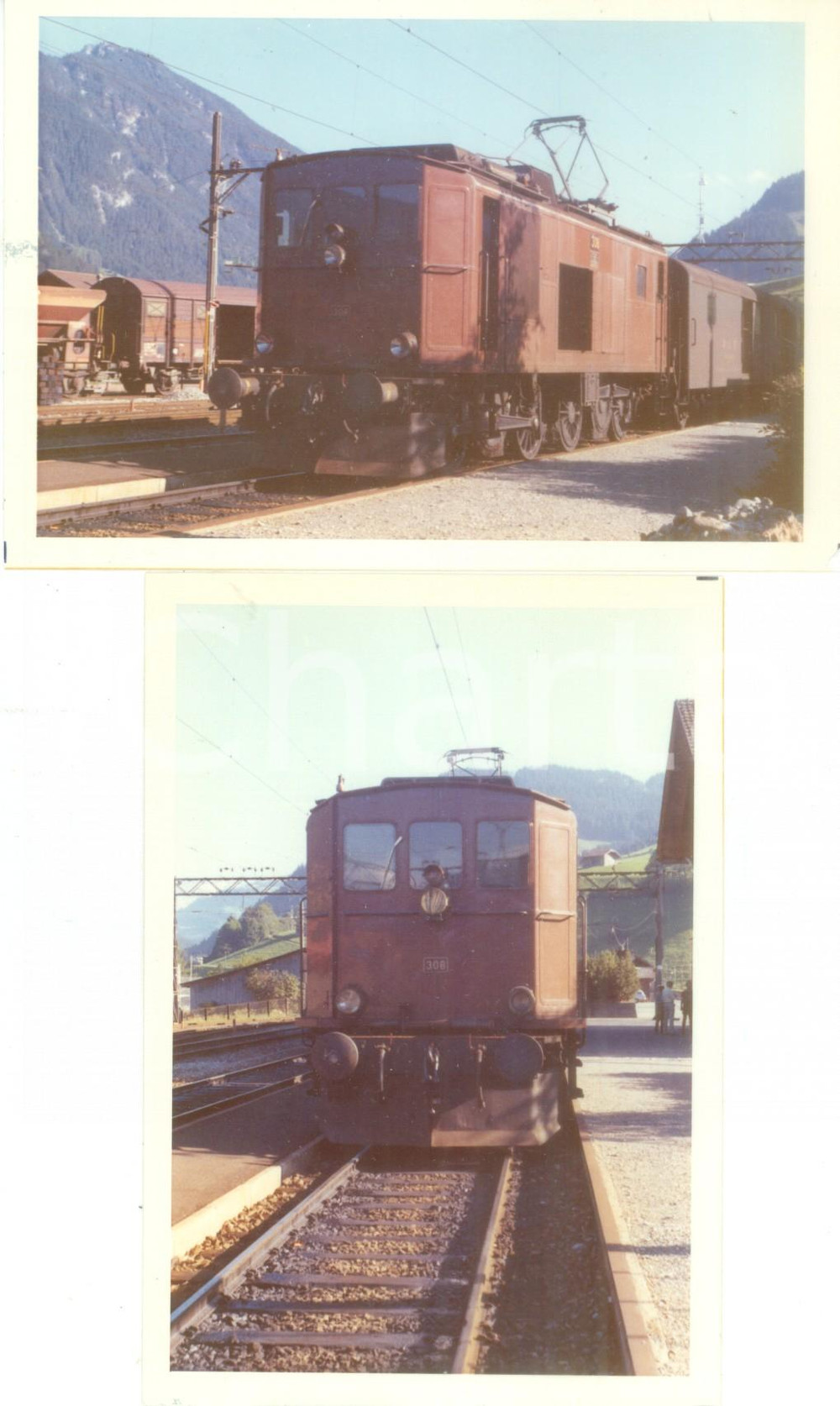 Fotografia d epoca originale 1975 ca SVIZZERA Ferrovie BERNLOTSCHBERGSIMPLON Locomotiva 308 Lotto 2 foto 1