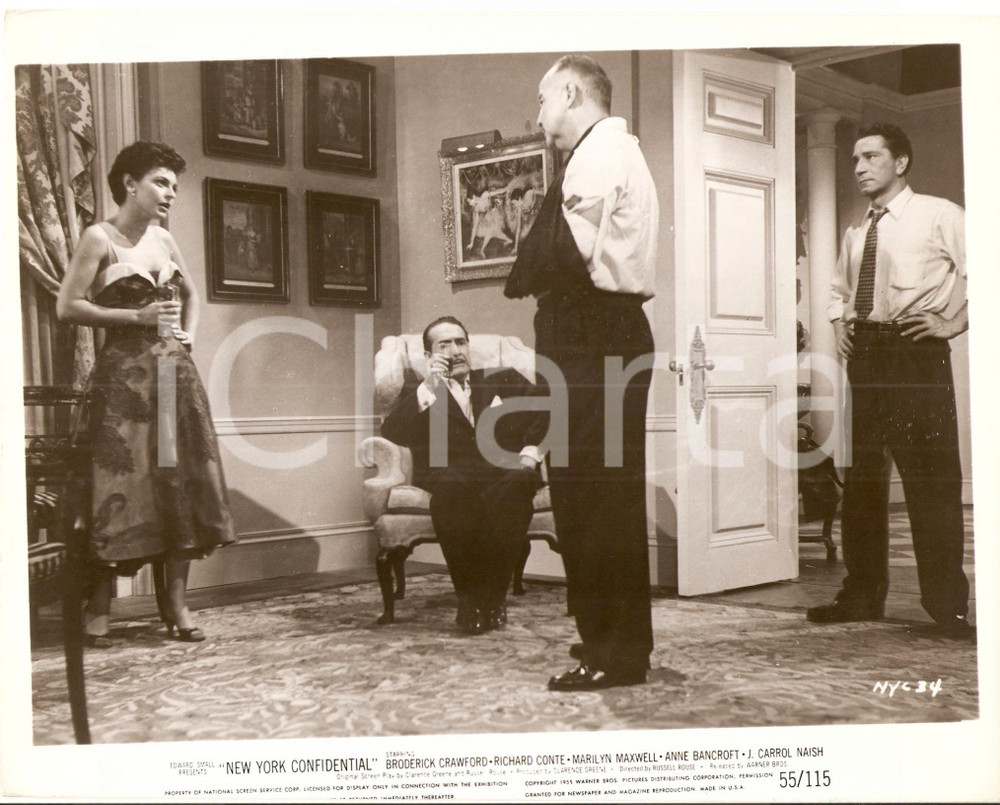 Fotografia d epoca originale 1955 NEW YORK CONFIDENTIAL Broderick CRAWFORD Anne BANCROFT Richard CONTE Foto 1