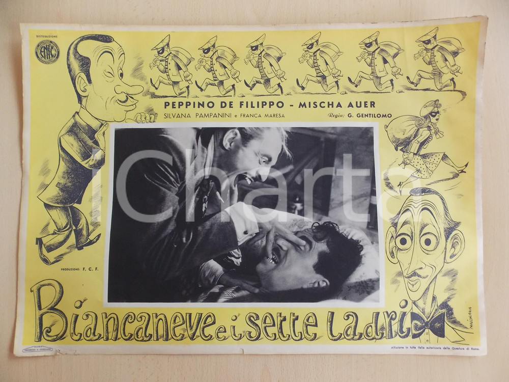 Materiale pubblicitario d’epoca 1949 BIANCANEVE E I SETTE LADRI Mischa AUER dita negli occhi Peppino DE FILIPPO 1