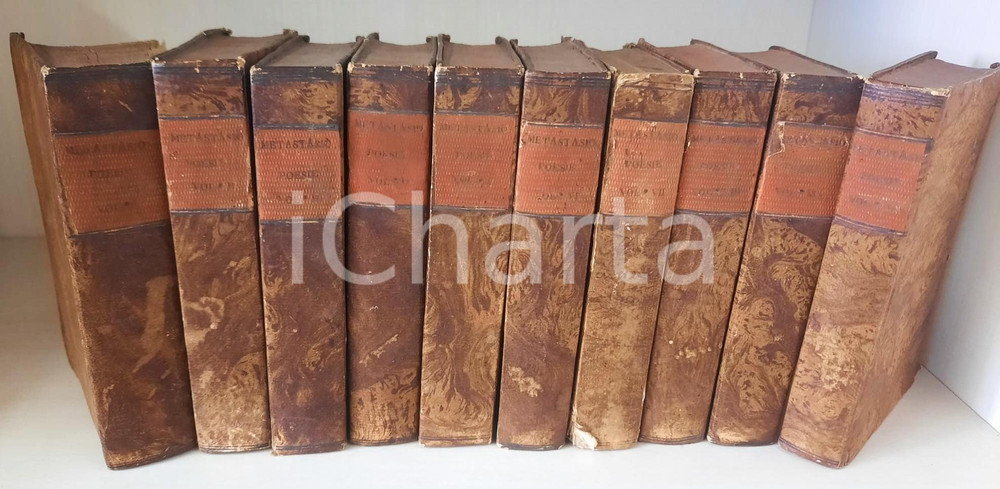 Libro, pubblicazione d epoca 17571768 Poesie del signor abate Pietro METASTASIO 10 voll. Stamperia Reale 1