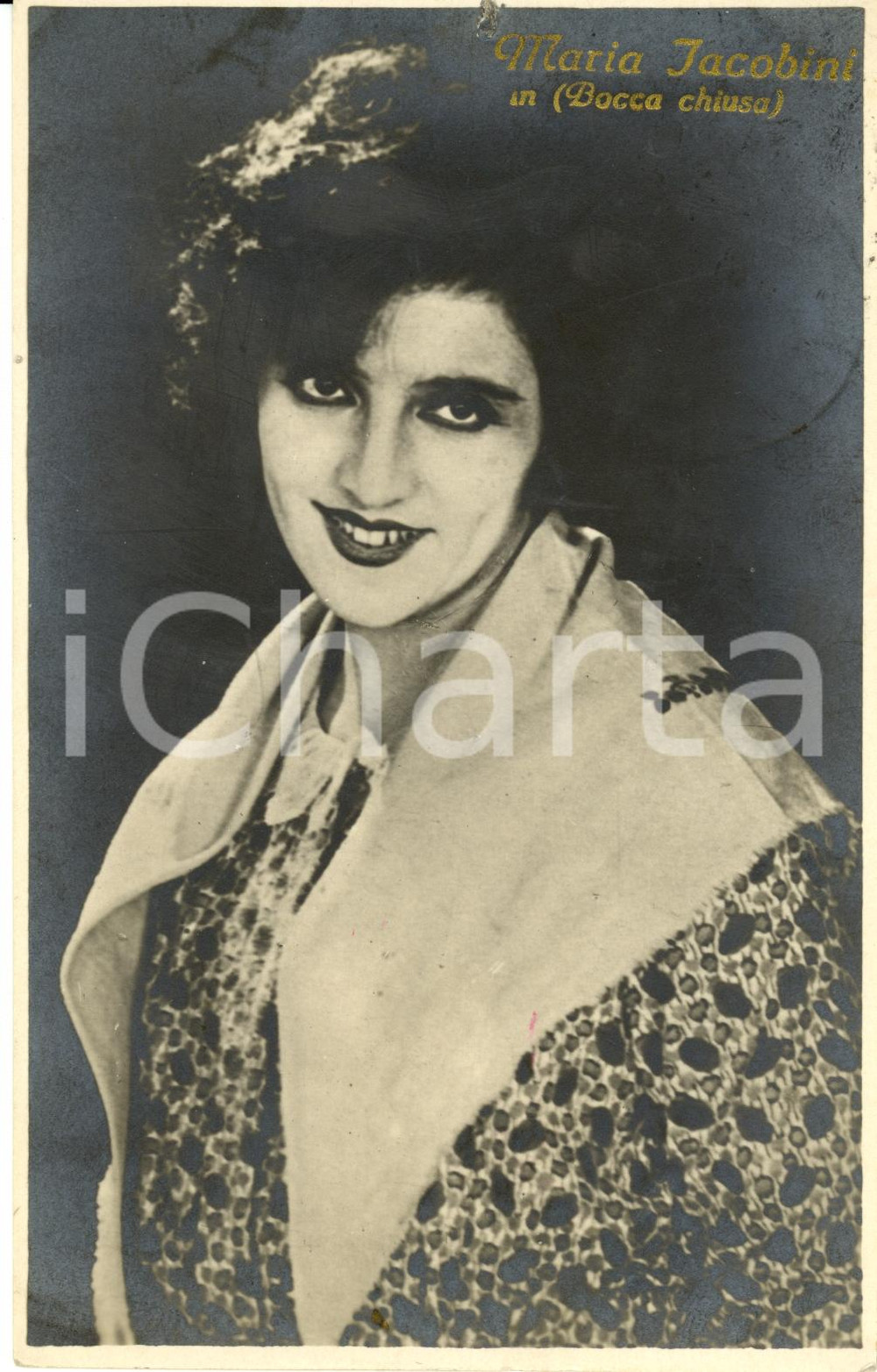 Cartolina originale da collezione 1928 Attrice MARIA JACOBINI - Film Bocca chiusa *Cartolina FP VG 1